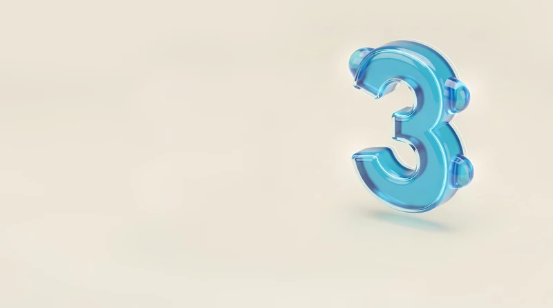 Blue 3D glass numeral 3 — inquiry and RFQ flows