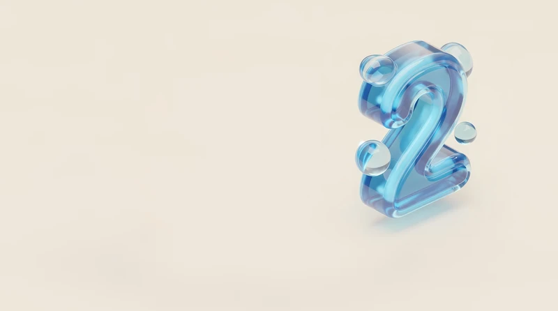 Blue 3D glass numeral 2 — personal outreach flows