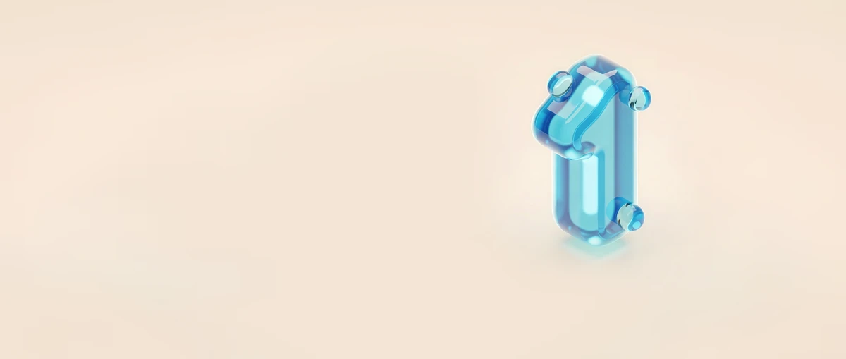 Blue 3D glass numeral 1 — targeted lead generation